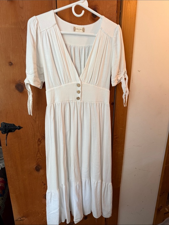 Altar'd State Dresses & Skirts - Altar'd State Cream Button-Front V-Neck Midi Dress